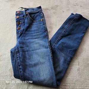 Madewell 10" High Rise Skinny Crop Tag Size 23 Button Fly Jeans Raw Hem 24 x 25